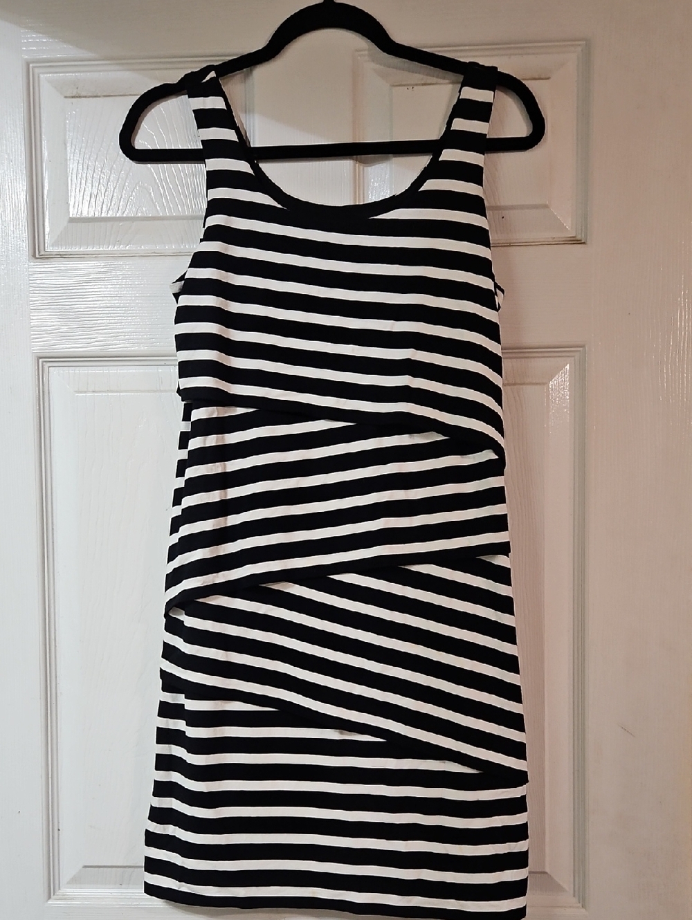 Loft Black and White Striped Sleeveless Dress